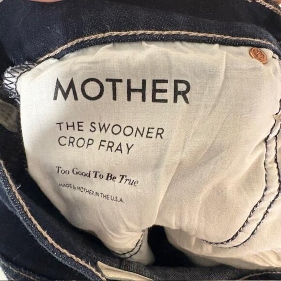 Mother Jeans Womens 26 Dark Wash The Swooner Crop Fray High Rise Made in USA - Picture 6 of 11